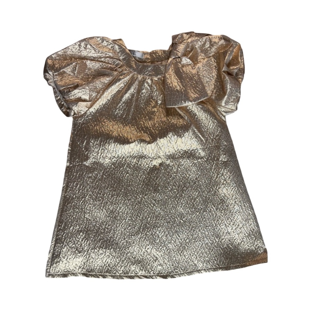 Badgley Mischka Gold Textured Girls Dress size 6 - Never worn